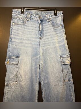 American Eagle Light Blue Denim Jeans with Cargo Pockets